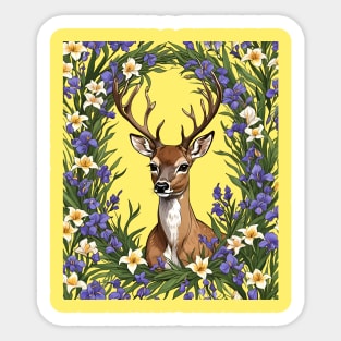 Michigan White-Tailed Deer With Iris Flower 3 Sticker